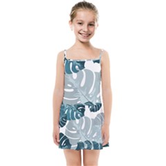 Monstera Leaves Background Kids  Summer Sun Dress