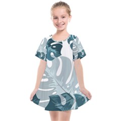 Monstera Leaves Background Kids  Smock Dress