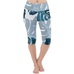 Monstera Leaves Background Lightweight Velour Cropped Yoga Leggings