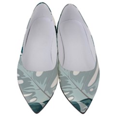 Monstera Leaves Background Women s Low Heels