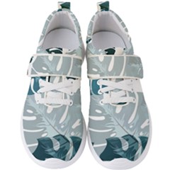 Monstera Leaves Background Men s Velcro Strap Shoes