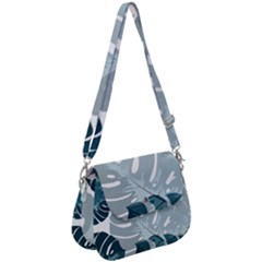 Monstera Leaves Background Saddle Handbag by anzea