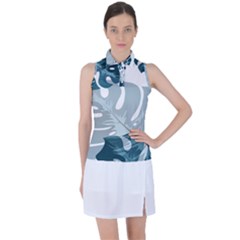 Monstera Leaves Background Women s Sleeveless Polo T-Shirt