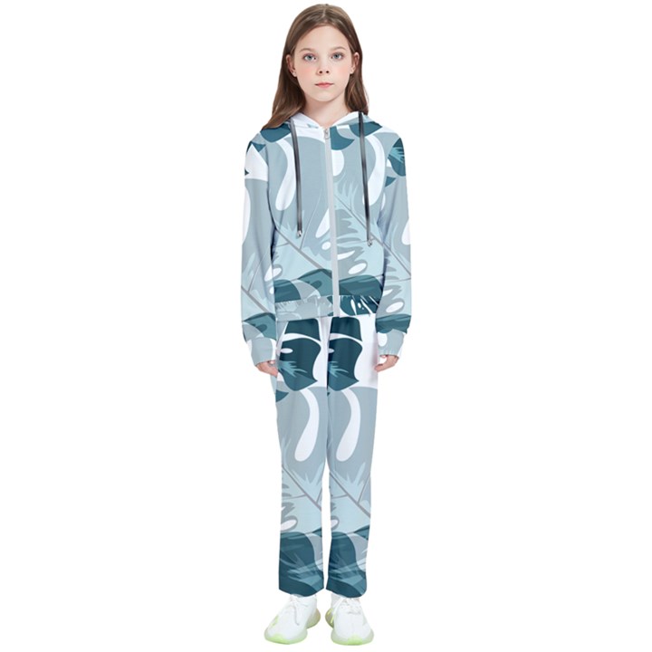 Monstera Leaves Background Kids  Tracksuit