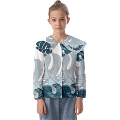 Monstera Leaves Background Kids  Peter Pan Collar Blouse