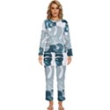 Monstera Leaves Background Womens  Long Sleeve Lightweight Pajamas Set View1