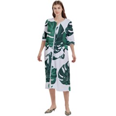 Illustrations Monstera Leafes Women s Cotton 3/4 Sleeve Nightgown by anzea