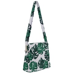 Illustrations Monstera Leafes Zipper Messenger Bag by anzea