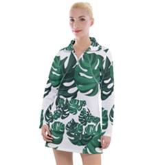 Illustrations Monstera Leafes Women s Long Sleeve Casual Dress