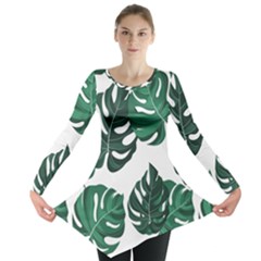 Illustrations Monstera Leafes Long Sleeve Tunic  by anzea