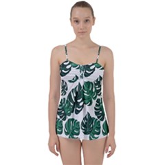 Illustrations Monstera Leafes Babydoll Tankini Top by anzea