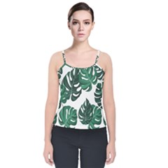 Illustrations Monstera Leafes Velvet Spaghetti Strap Top