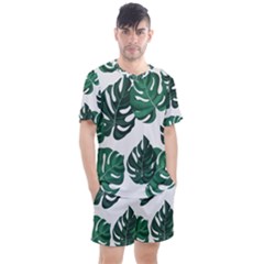 Illustrations Monstera Leafes Men s Mesh T-shirt And Shorts Set