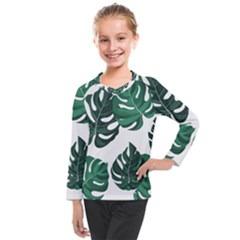 Illustrations Monstera Leafes Kids  Long Mesh T-shirt