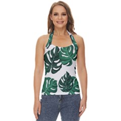 Illustrations Monstera Leafes Basic Halter Top by anzea