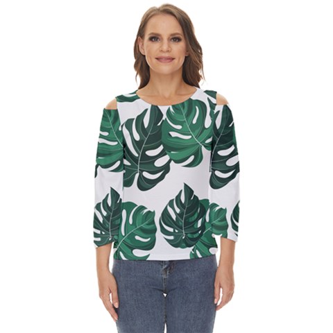 Illustrations Monstera Leafes Cut Out Wide Sleeve Top by anzea