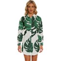 Illustrations Monstera Leafes Womens Long Sleeve Shirt Dress View1