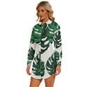 Illustrations Monstera Leafes Womens Long Sleeve Shirt Dress View2