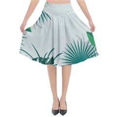 Illustrations Foliage Background Border Flared Midi Skirt by anzea