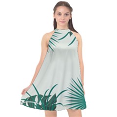 Illustrations Foliage Background Border Halter Neckline Chiffon Dress  by anzea