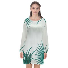 Illustrations Foliage Background Border Long Sleeve Chiffon Shift Dress 