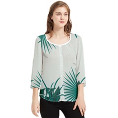 Illustrations Foliage Background Border Chiffon Quarter Sleeve Blouse by anzea