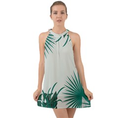 Illustrations Foliage Background Border Halter Tie Back Chiffon Dress