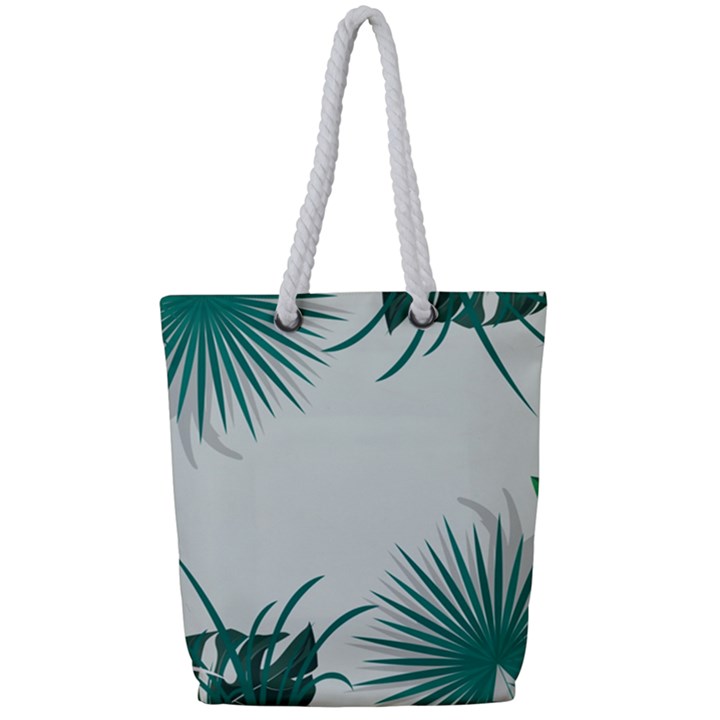 Illustrations Foliage Background Border Full Print Rope Handle Tote (Small)