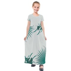 Illustrations Foliage Background Border Kids  Short Sleeve Maxi Dress