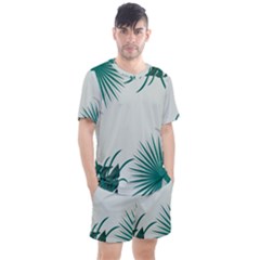 Illustrations Foliage Background Border Men s Mesh T-shirt And Shorts Set