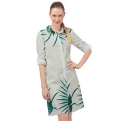 Illustrations Foliage Background Border Long Sleeve Mini Shirt Dress