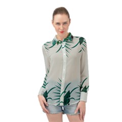 Illustrations Foliage Background Border Long Sleeve Chiffon Shirt