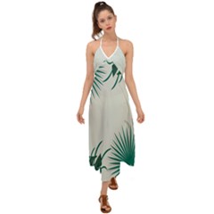 Illustrations Foliage Background Border Halter Tie Back Dress 