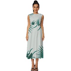 Illustrations Foliage Background Border Sleeveless Round Neck Midi Dress by anzea