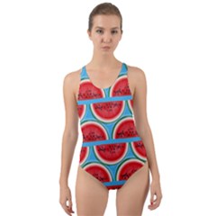 Illustrations Watermelon Texture Pattern Cut-out Back One Piece Swimsuit by anzea