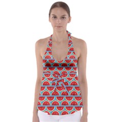 Illustrations Watermelon Texture Pattern Tie Back Tankini Top by anzea