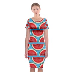 Illustrations Watermelon Texture Pattern Classic Short Sleeve Midi Dress by anzea