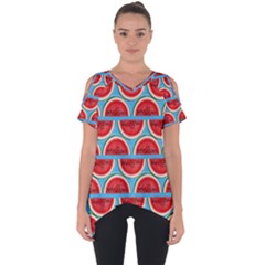 Illustrations Watermelon Texture Pattern Cut Out Side Drop T-shirt