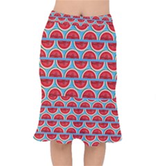 Illustrations Watermelon Texture Pattern Short Mermaid Skirt by anzea