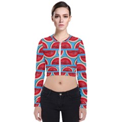 Illustrations Watermelon Texture Pattern Long Sleeve Zip Up Bomber Jacket