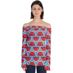 Illustrations Watermelon Texture Pattern Off Shoulder Long Sleeve Top