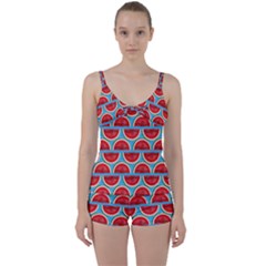 Illustrations Watermelon Texture Pattern Tie Front Two Piece Tankini by anzea