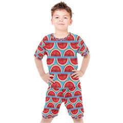 Illustrations Watermelon Texture Pattern Kids  T-shirt And Shorts Set