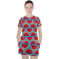 Illustrations Watermelon Texture Pattern Women s T-shirt And Shorts Set