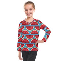 Illustrations Watermelon Texture Pattern Kids  Long Mesh T-shirt