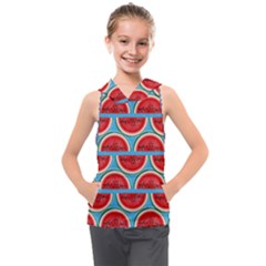 Illustrations Watermelon Texture Pattern Kids  Sleeveless Hoodie by anzea