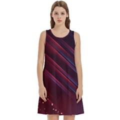 Illustrations Space Purple Round Neck Sleeve Casual Dress With Pockets by anzea