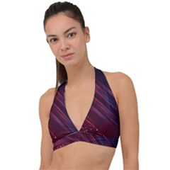 Illustrations Space Purple Halter Plunge Bikini Top