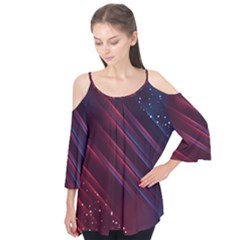 Illustrations Space Purple Flutter Sleeve T-shirt