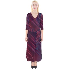 Illustrations Space Purple Quarter Sleeve Wrap Maxi Dress